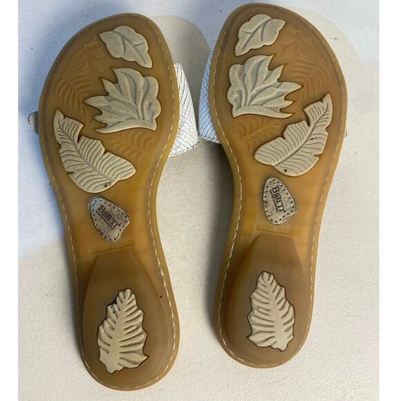 Born Womens White Leather Flower Flat Slip On Slide Sandal Size 5 - Picture 5 of 5